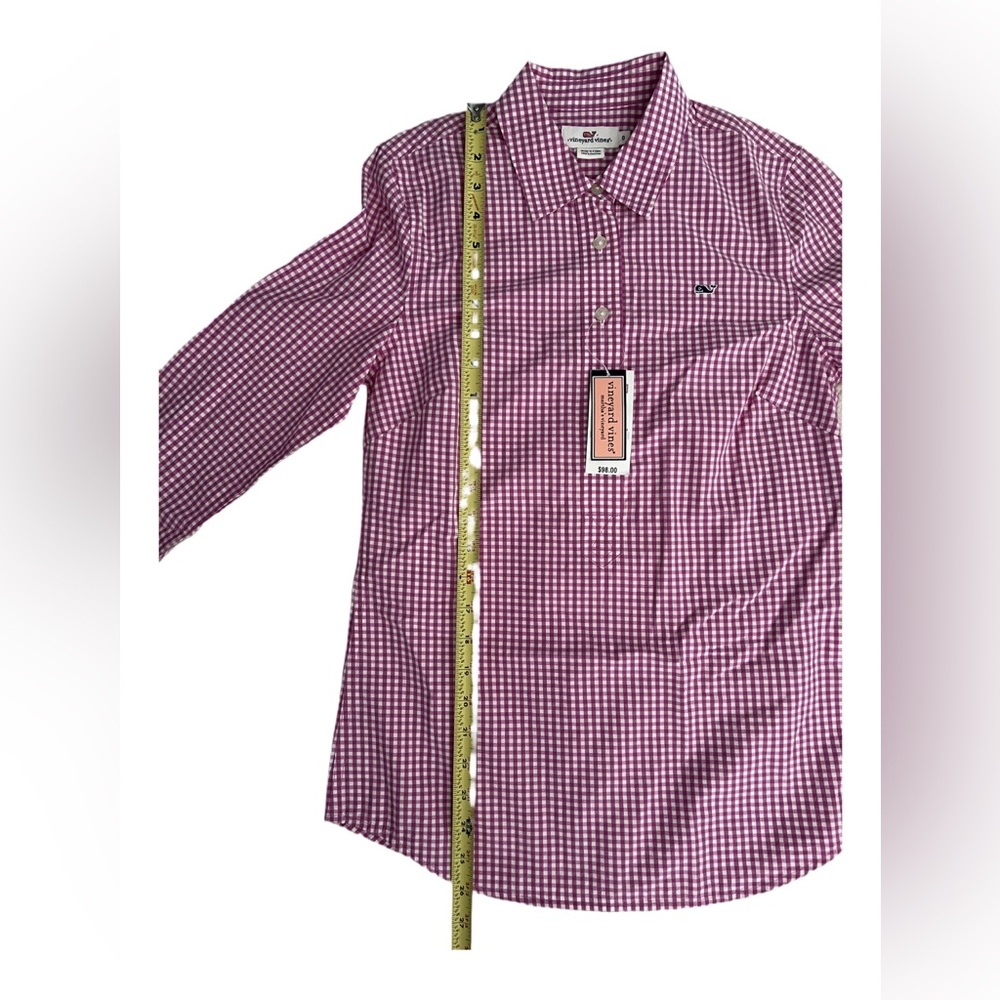 Vineyard Vines Gingham Popover Button Up Preppy Casual Women’s Size 0 NWT - Picture 5 of 7